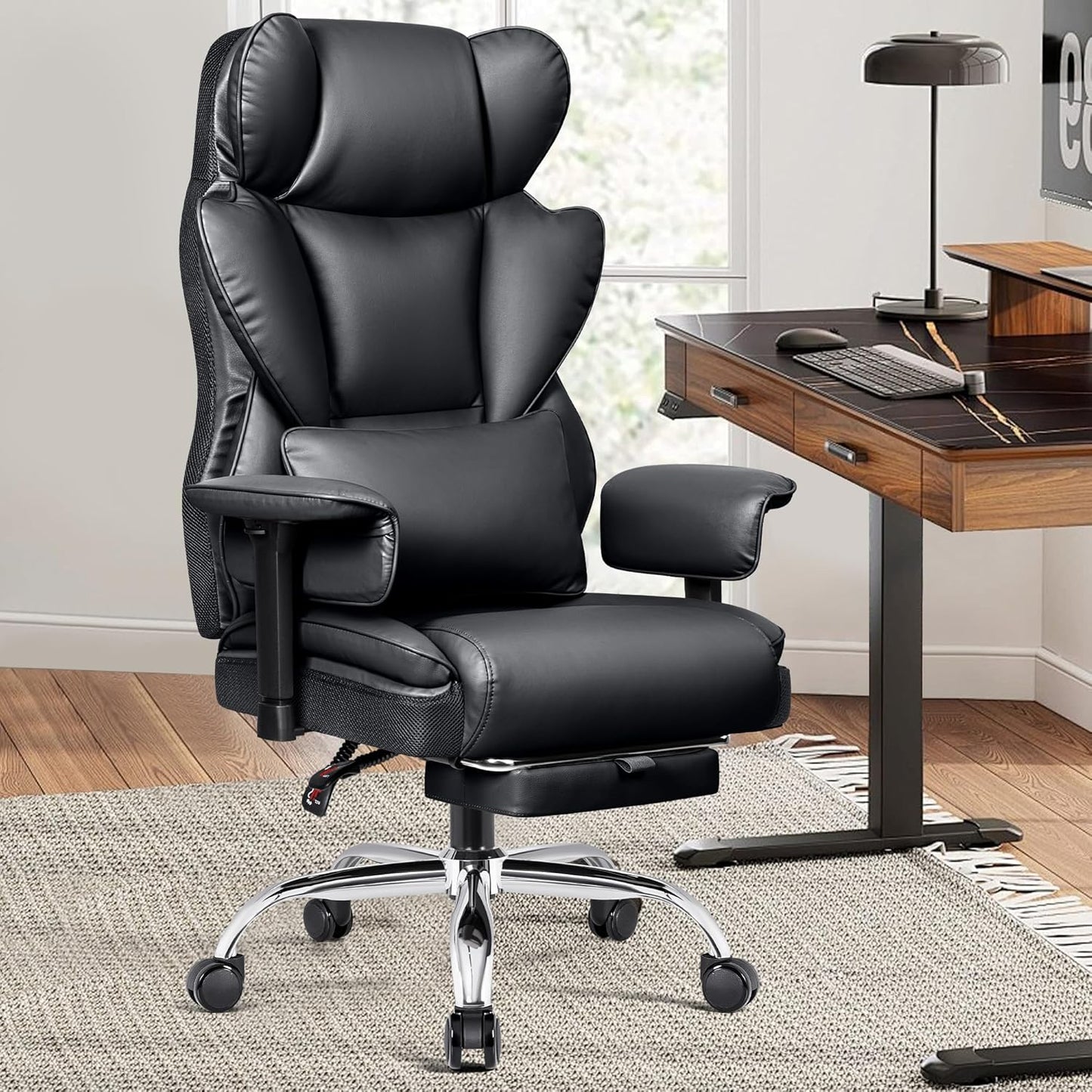 500 LBS Ergonomic Office Chair, Lumbar Support, Wide Seat