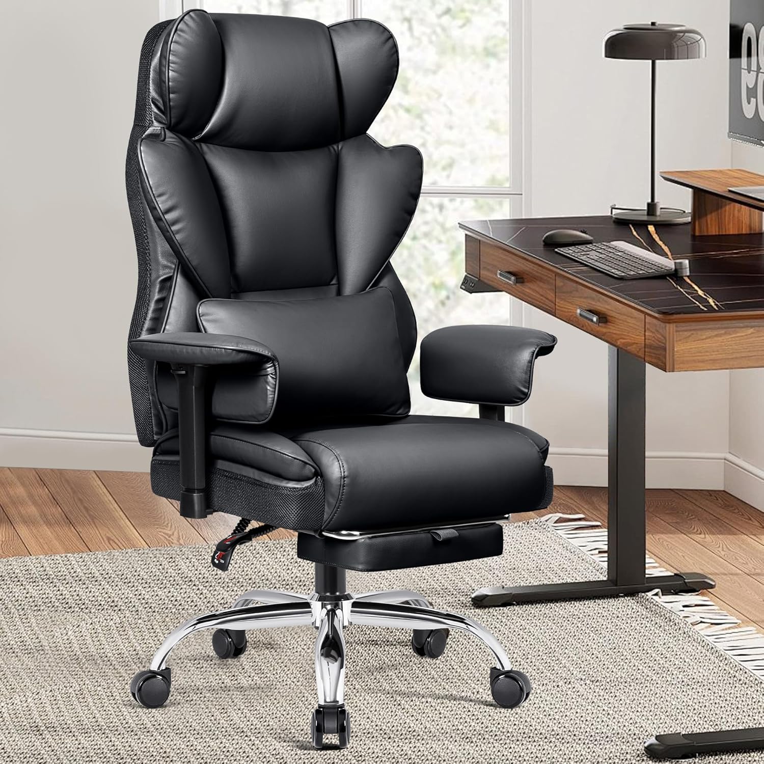 500 LBS Ergonomic Office Chair, Lumbar Support, Wide Seat