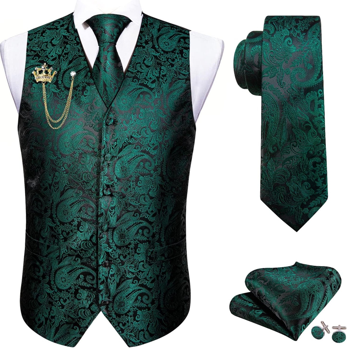 Barry.Wang Men's Suit Dress Vest Set for Weddings and Events