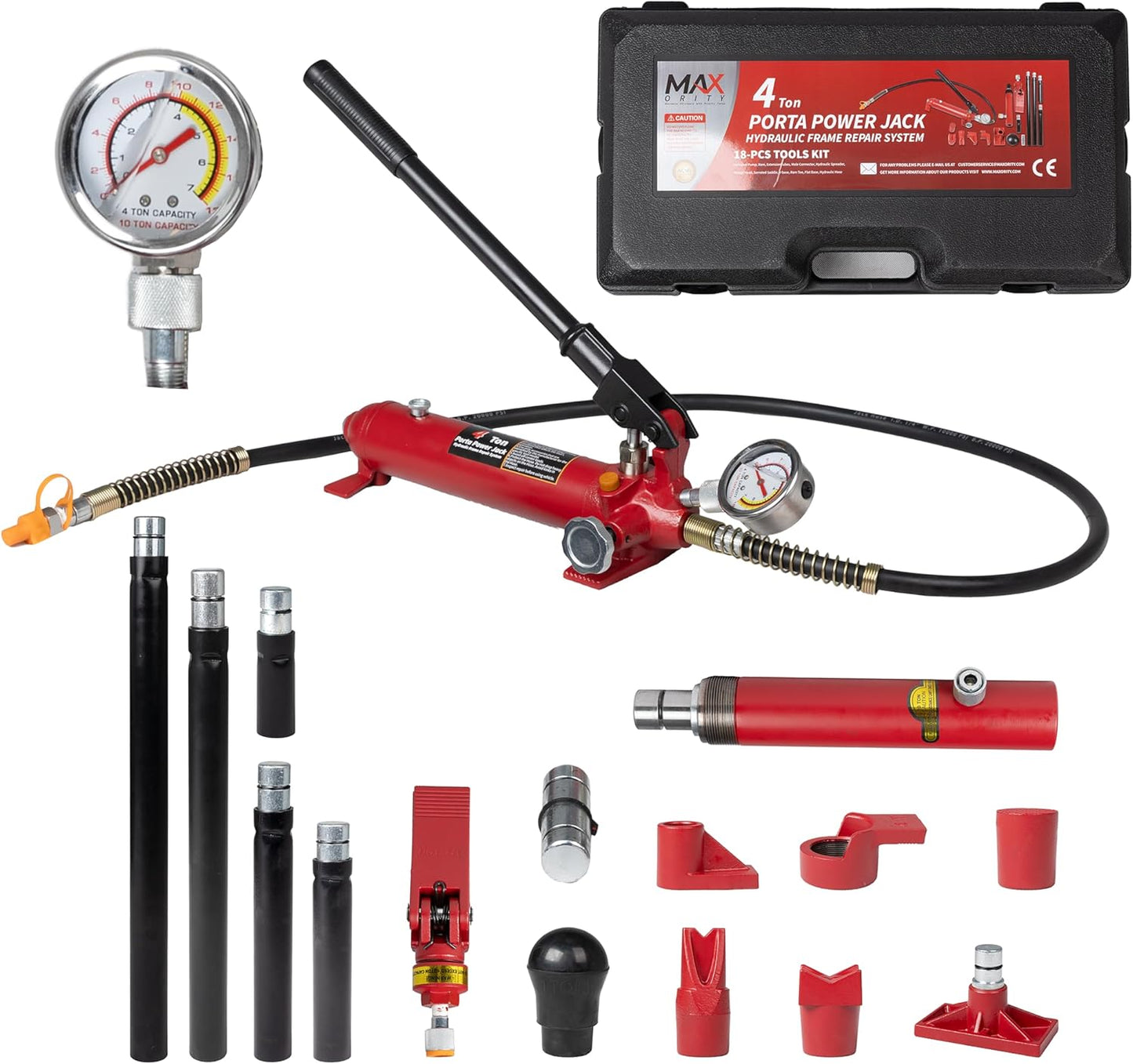 4 Ton Porta Power Jack Hydraulic Ram Auto Body Repair Kit