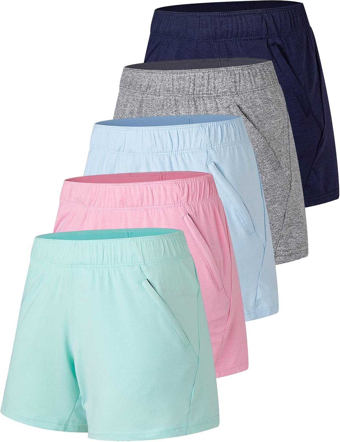 Womens Workout Gym Shorts Casual Lounge Set with Zipper Pockets