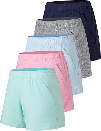 Womens Workout Gym Shorts Casual Lounge Set with Zipper Pockets