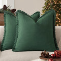 Foindtower Decorative Linen Fringe Throw Pillow Covers for Cozy Home