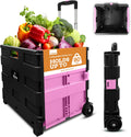 Ultra-Slim Rolling Collapsible Utility Cart - Large Foldable Storage