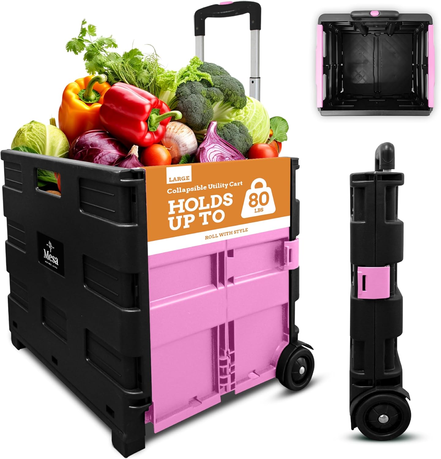 Ultra-Slim Rolling Collapsible Storage Utility Cart for Home