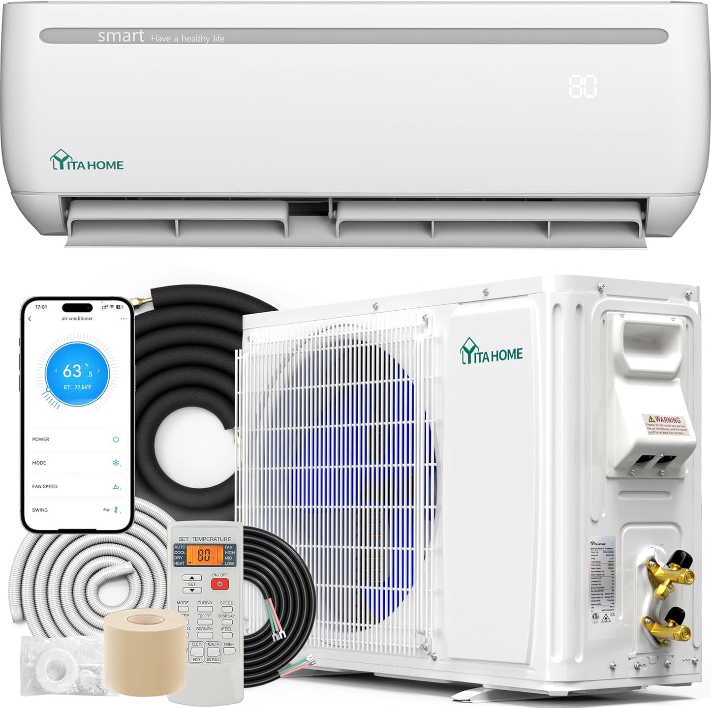 YITAHOME 18000 BTU Mini Split AC - Cool 1250 Sq. Ft Efficiently