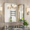 White Bathroom Mirror 30x36 in Rounded Rectangle - Tempered, HD