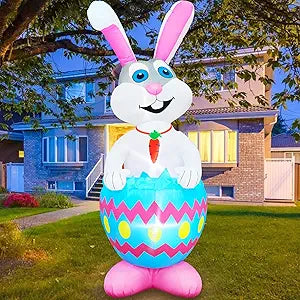 8 Foot Giant Easter Inflatables with Colorful Eggs and Bunny