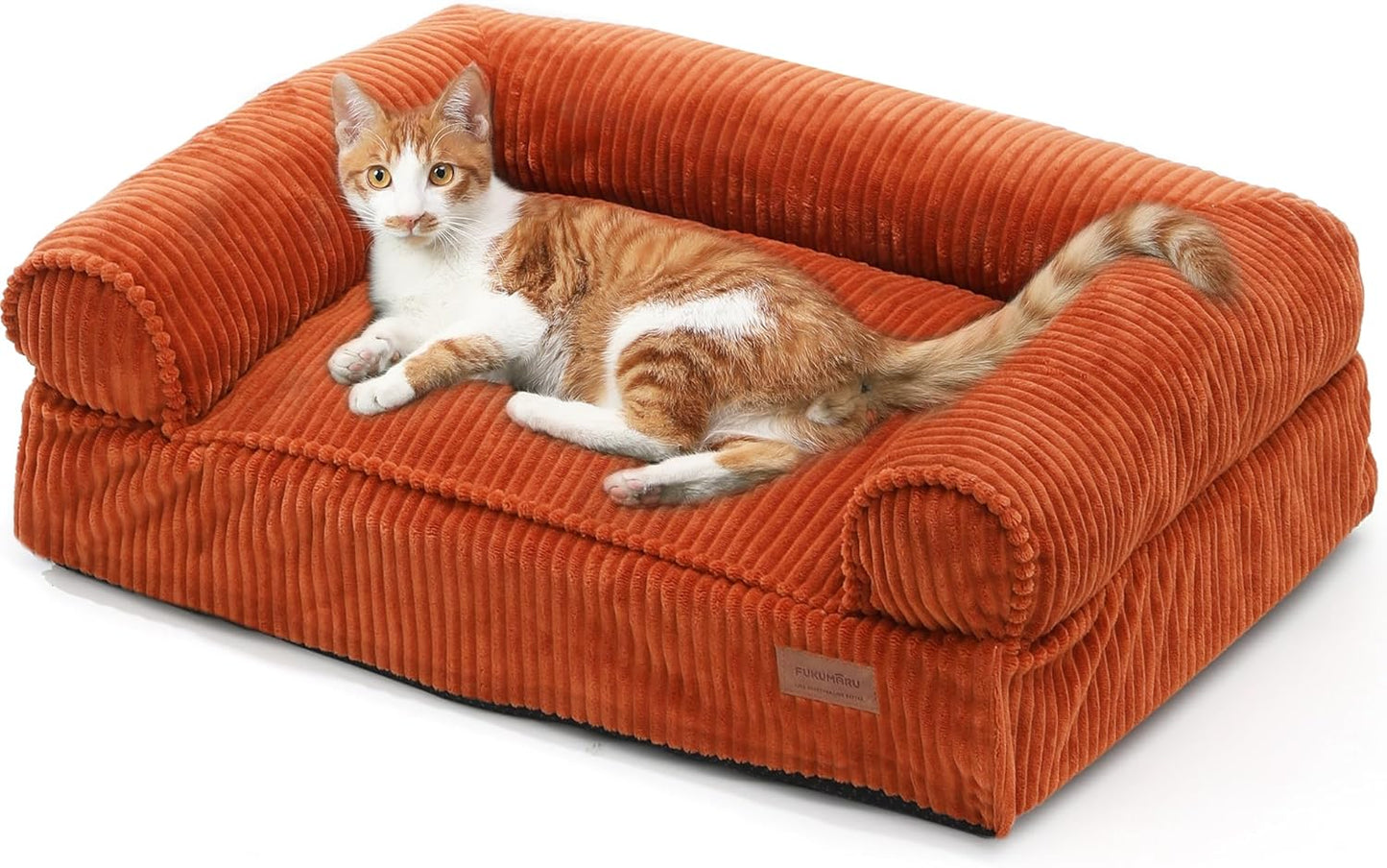 Cozy Corduroy Dog Couch Bed for Cats and Small Dogs, 28in