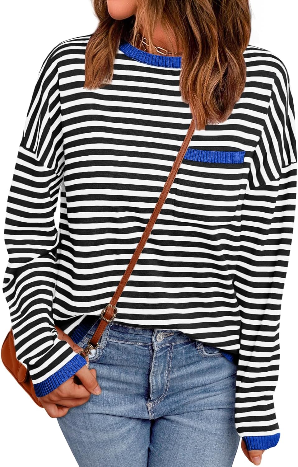 LILLUSORY Womens Striped Soft Knit Pullover Sweater for Style