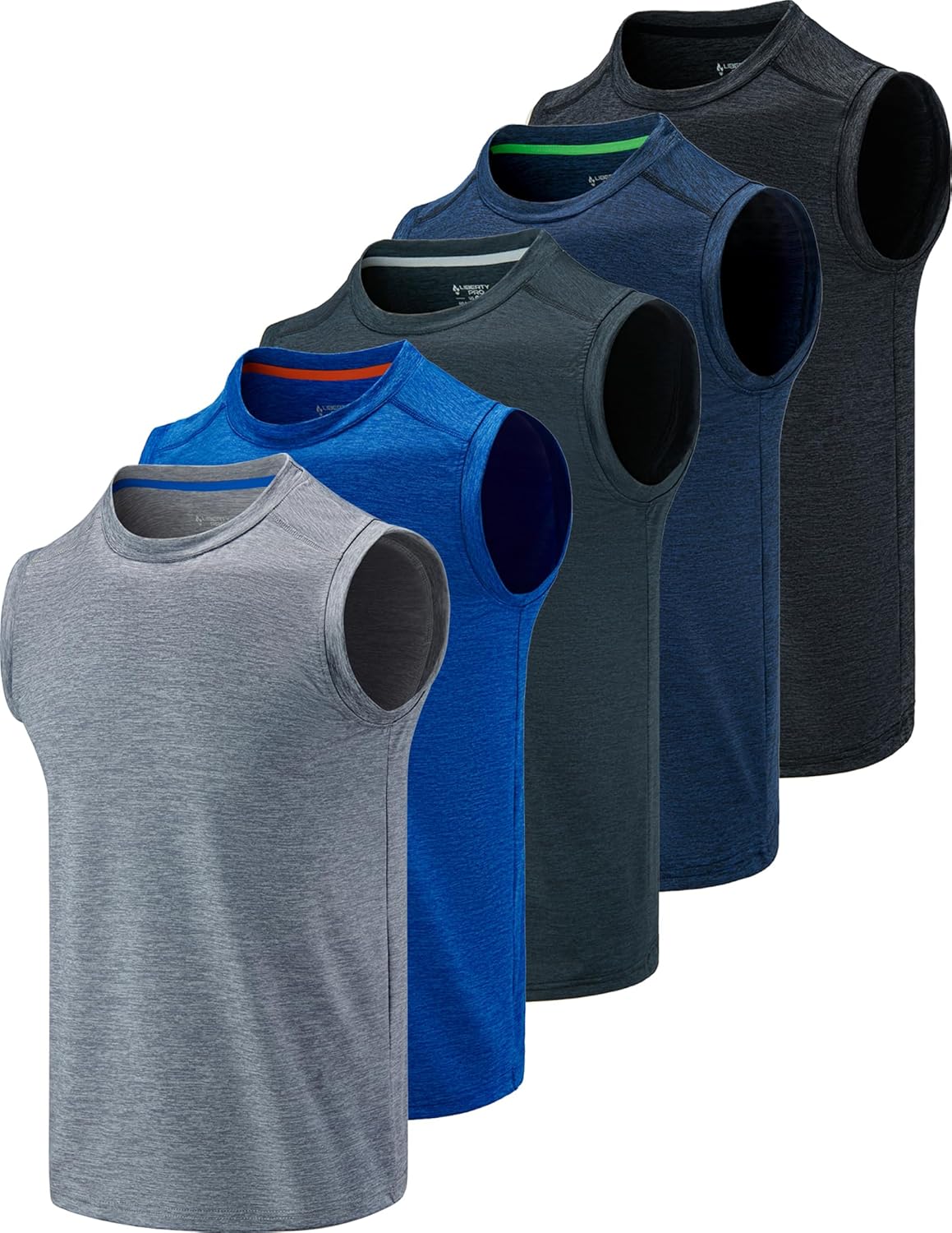Pack of 5 Men's Stretch Cool Dry Muscle Tank Tops for Workouts