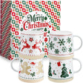 Meanplan Christmas Mugs Set of 4 14 oz Festive Holiday Coffee Mugs