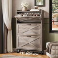 Washed Gray Narrow Shoe Cabinet with 3 Flip Drawers - Holds 28-36