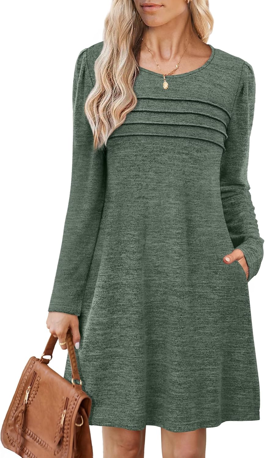 OFEEFAN Womens Long Sleeve Tunic Dress for Fall Fashion Style