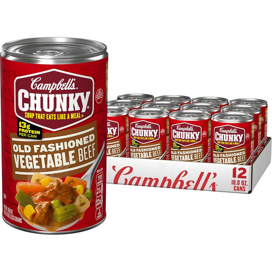 Campbell's Chunky Old Fashioned Vegetable Beef Soup, 12 Pack