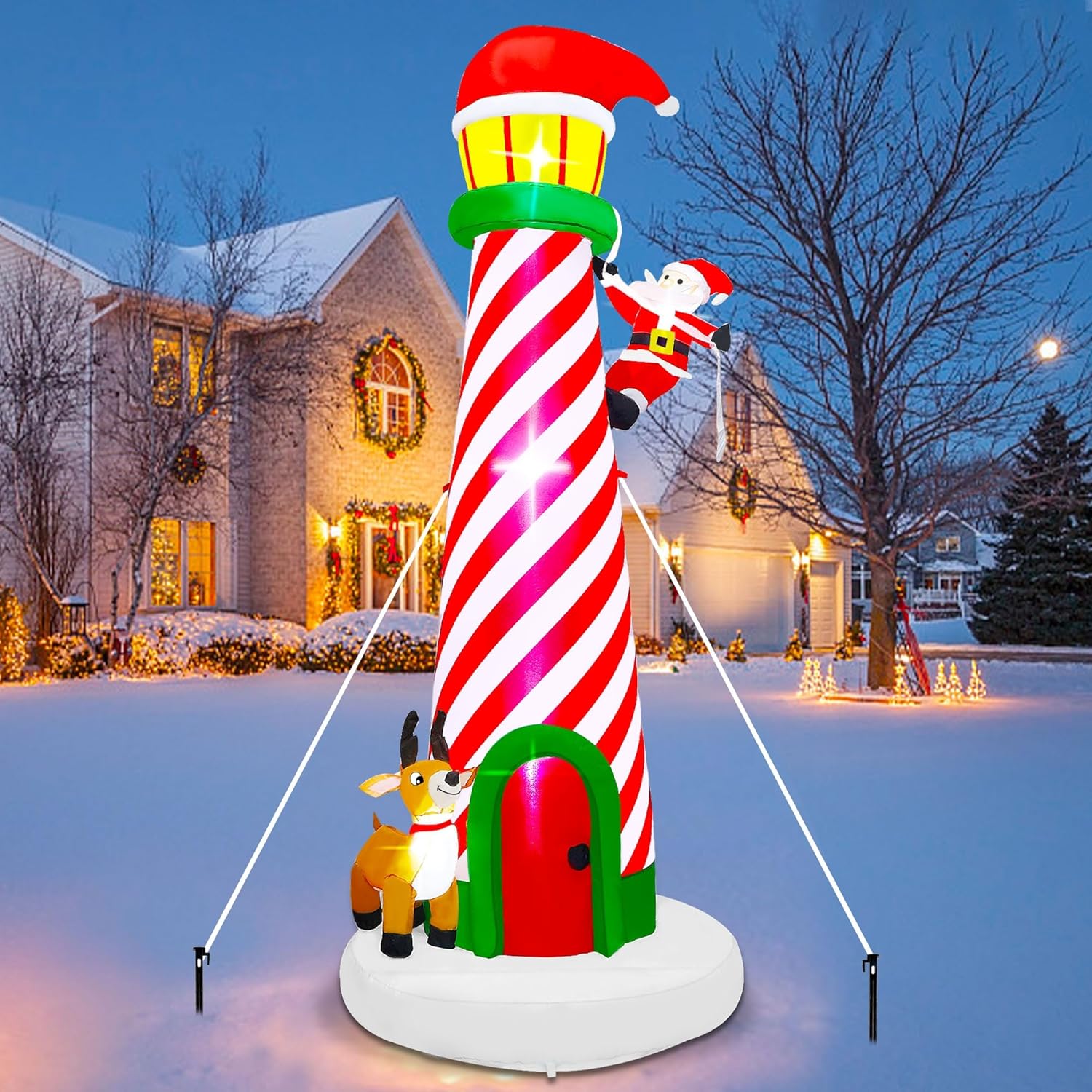 Lulu Home 10FT Christmas Inflatable Lighthouse Decoration