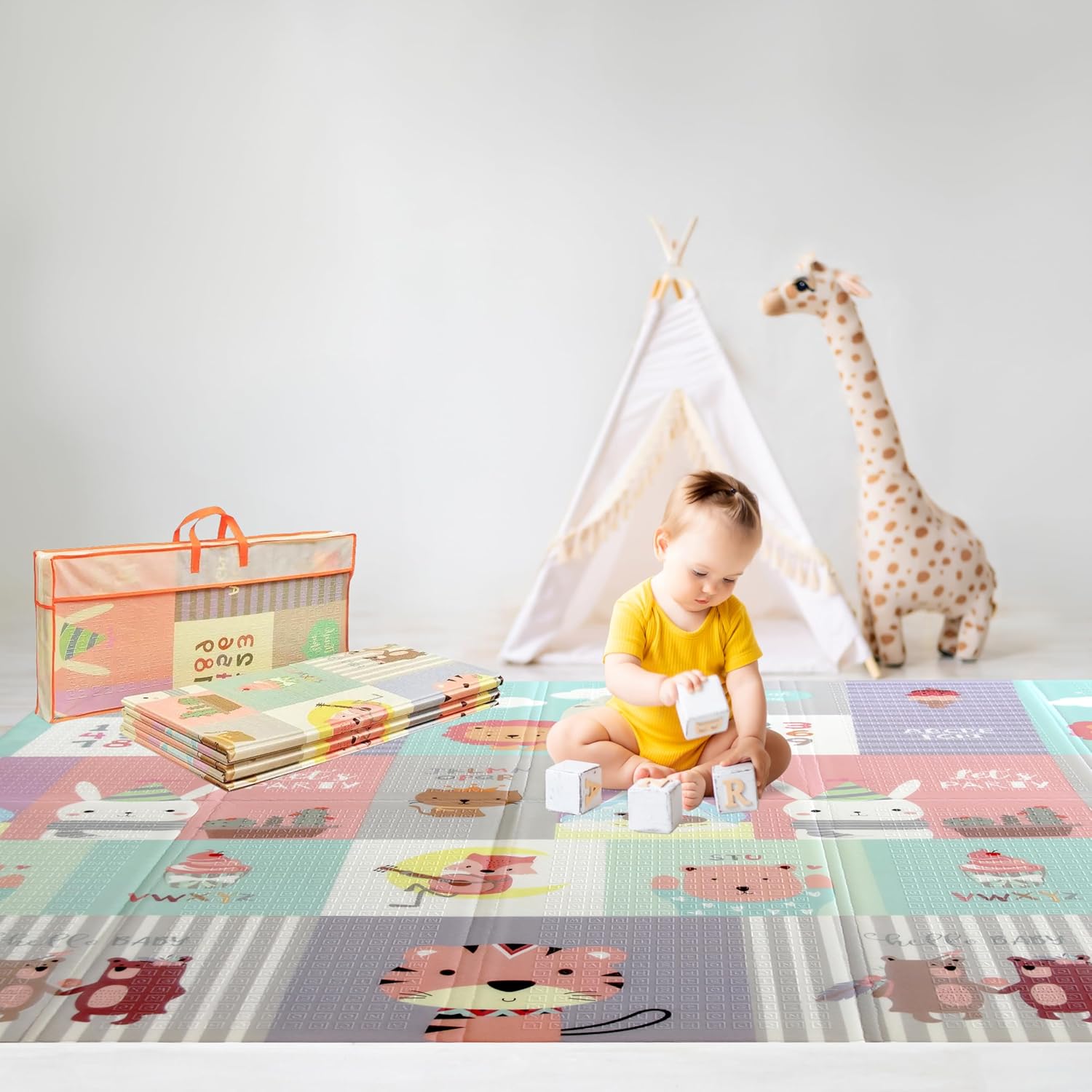 Foldable Baby Play Mat for Infants - Non-Toxic and Waterproof