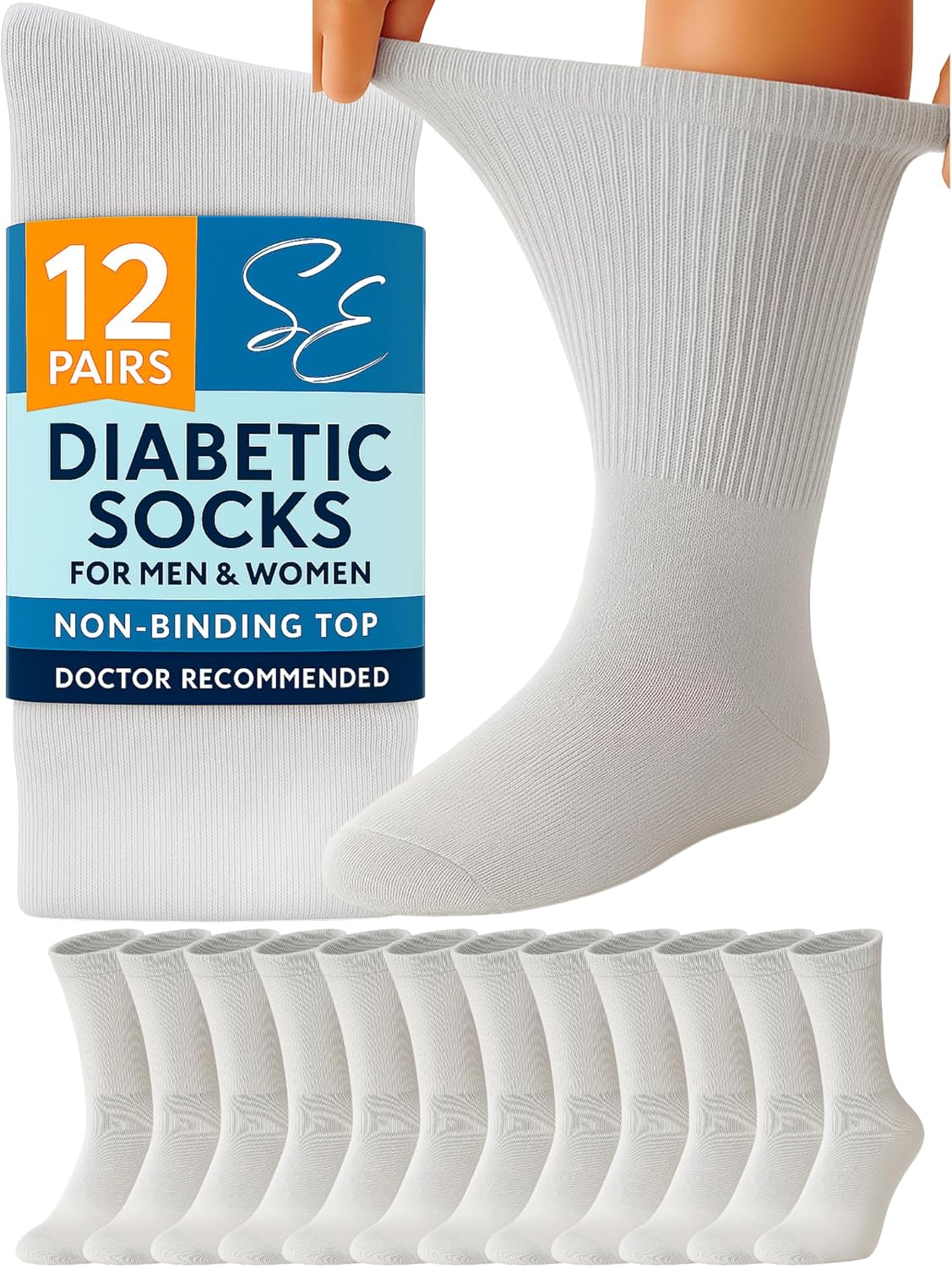 Special Essentials Diabetic Socks for Men & Women - 12 Pairs
