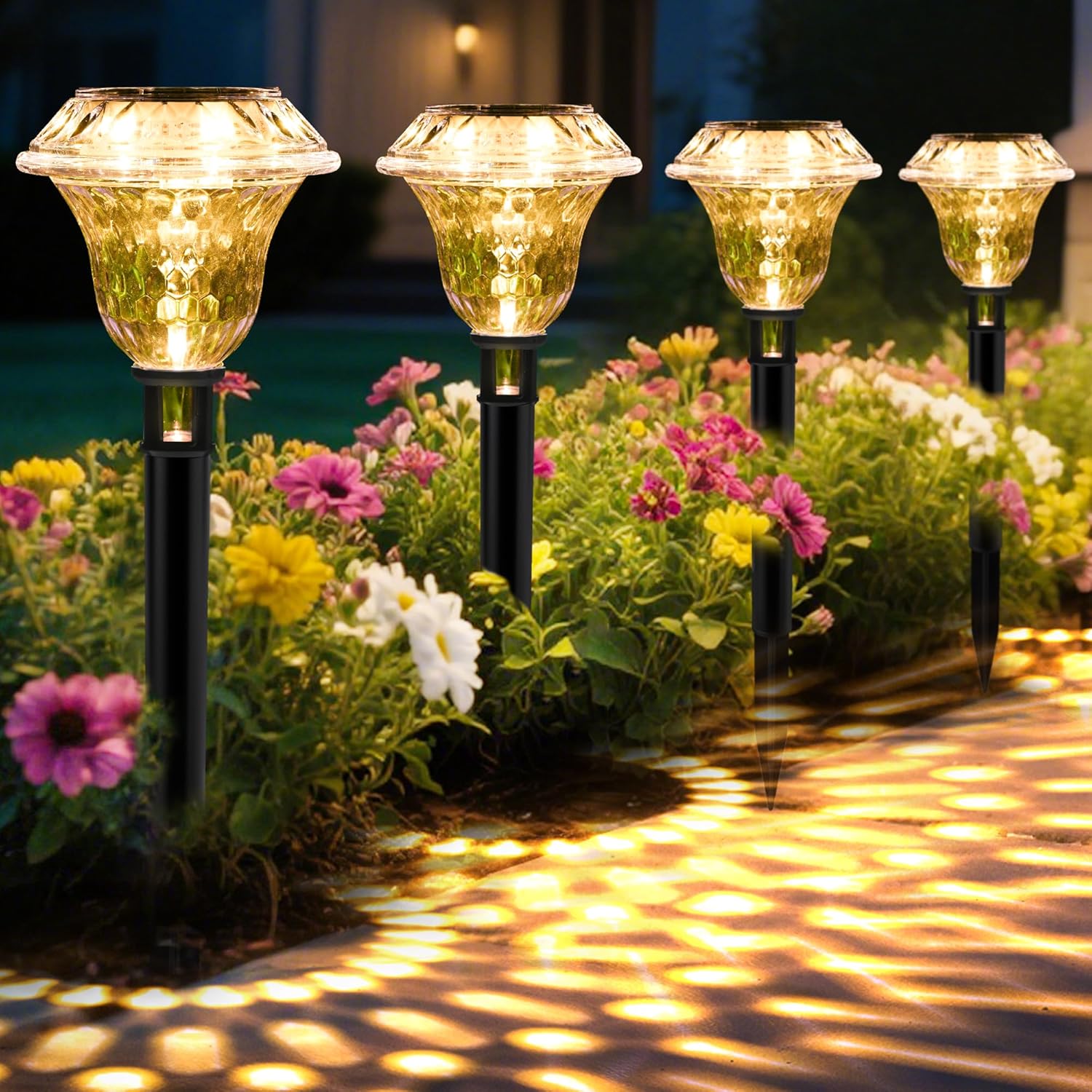 Solar Pathway Lights for Garden Decor - 6 Pack Warm White