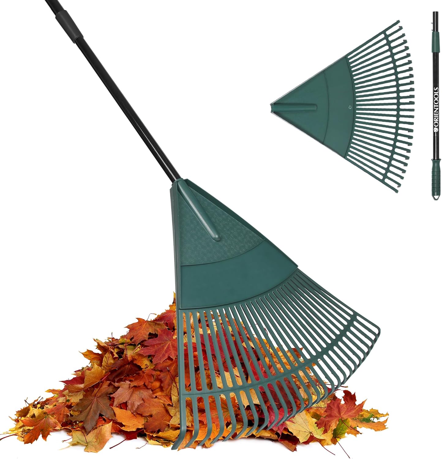 Adjustable Garden Leaf Rake with 26 Tines for Easy Cleanup