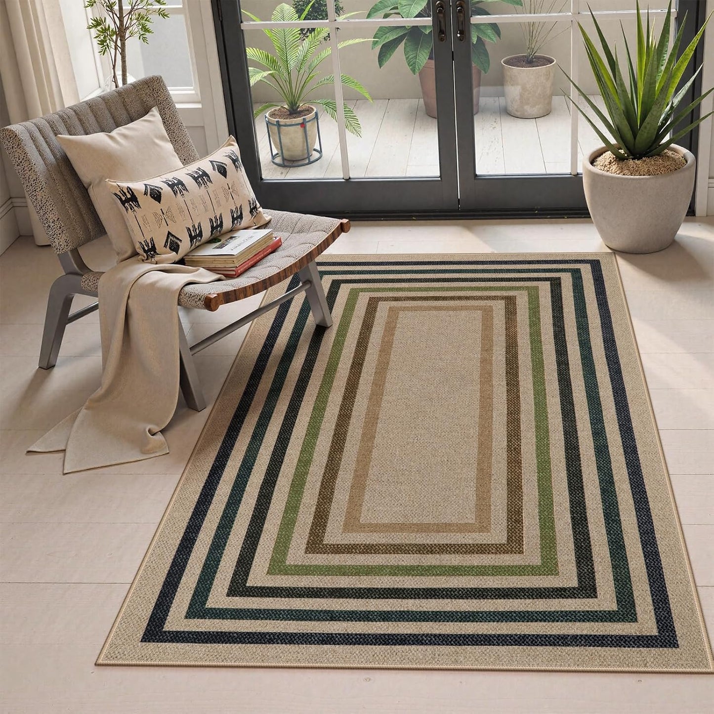Modern Geometric Easy Jute Entryway Rug for Home Decor