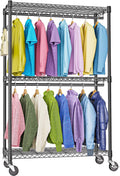 Heavy Duty Rolling Garment Rack 3-Tier Adjustable Shelves - Mobile