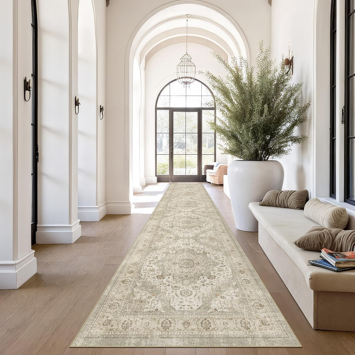 Washable Runner Rug for Hallways - Ultra-Thin Anti Slip Design