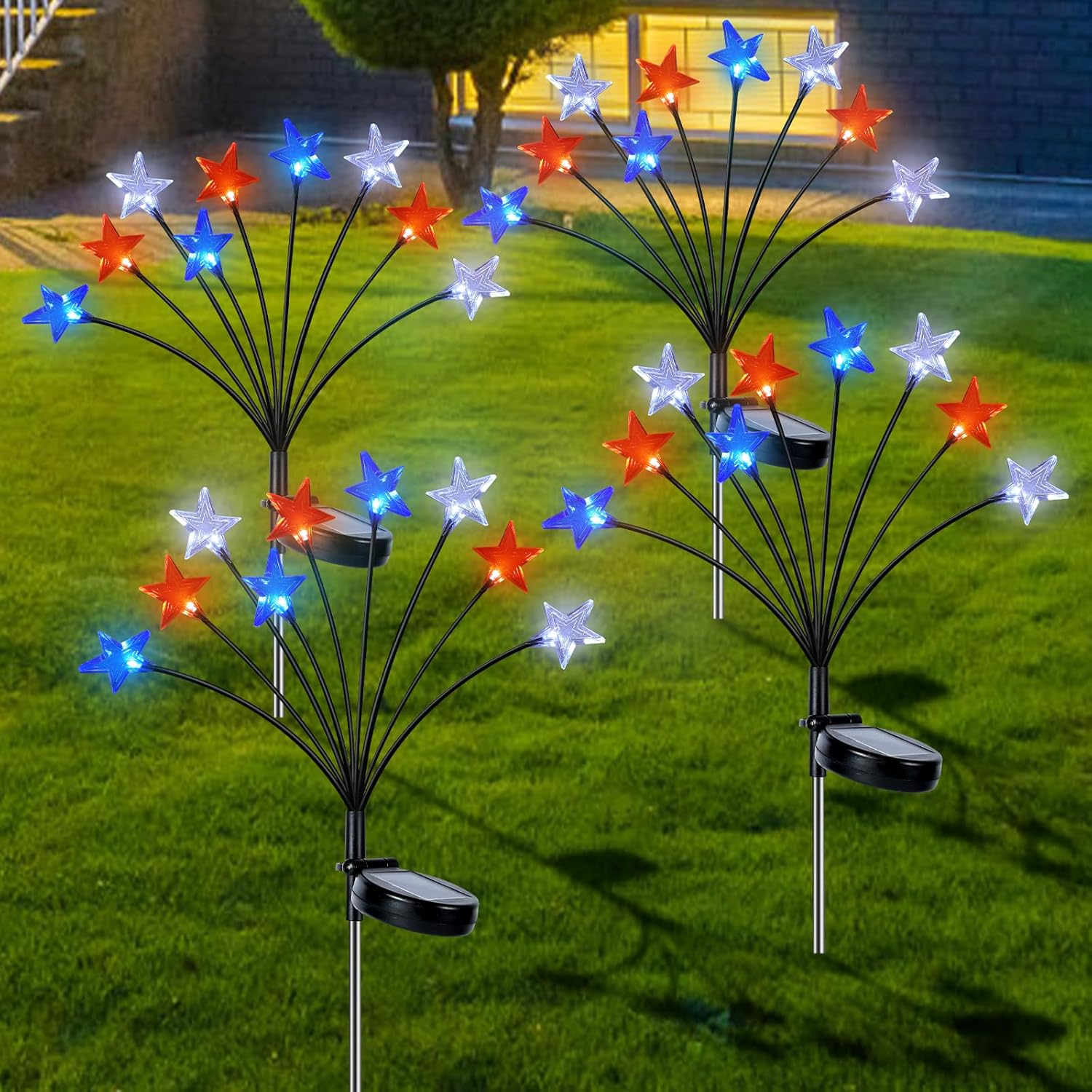 4th of July Decorations Solar Garden Lights for Patriotic Spirit