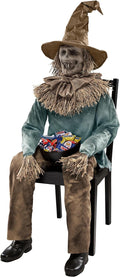Scary Sitting Scarecrow Animatronic 4.5 ft - Pop-Up Motion Halloween