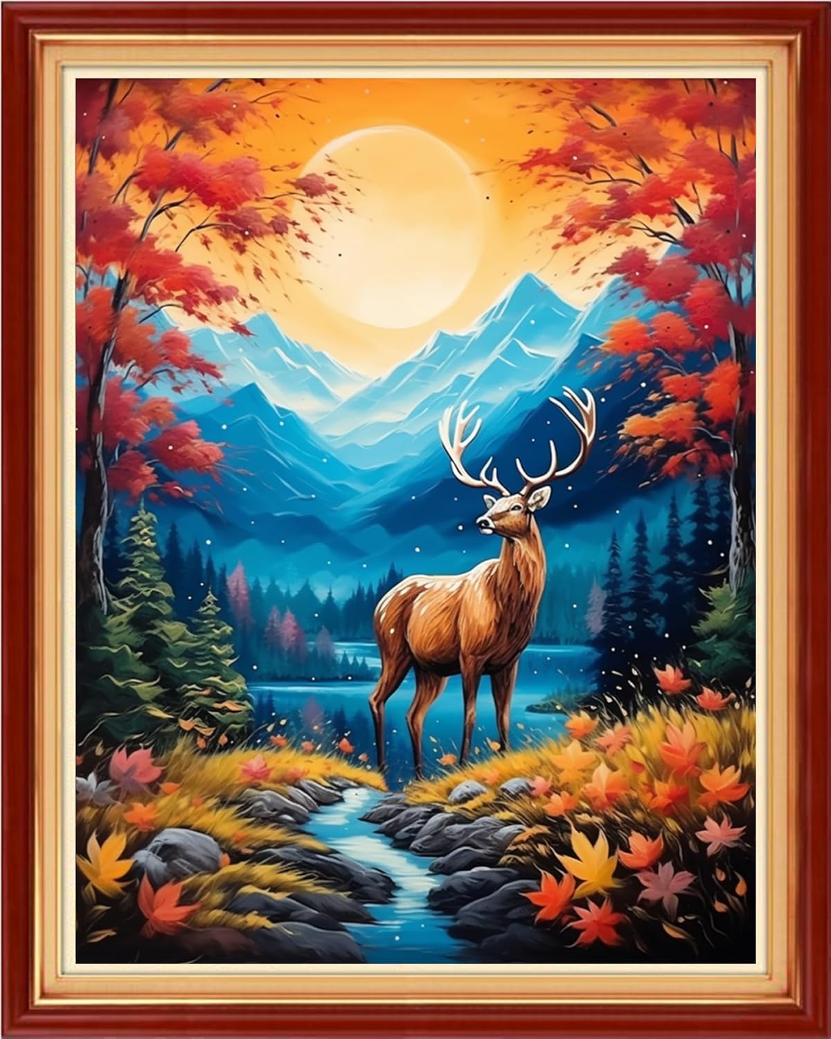 Redxing Stamped Cross Stitch Kits for Beginners - Sunset Elk