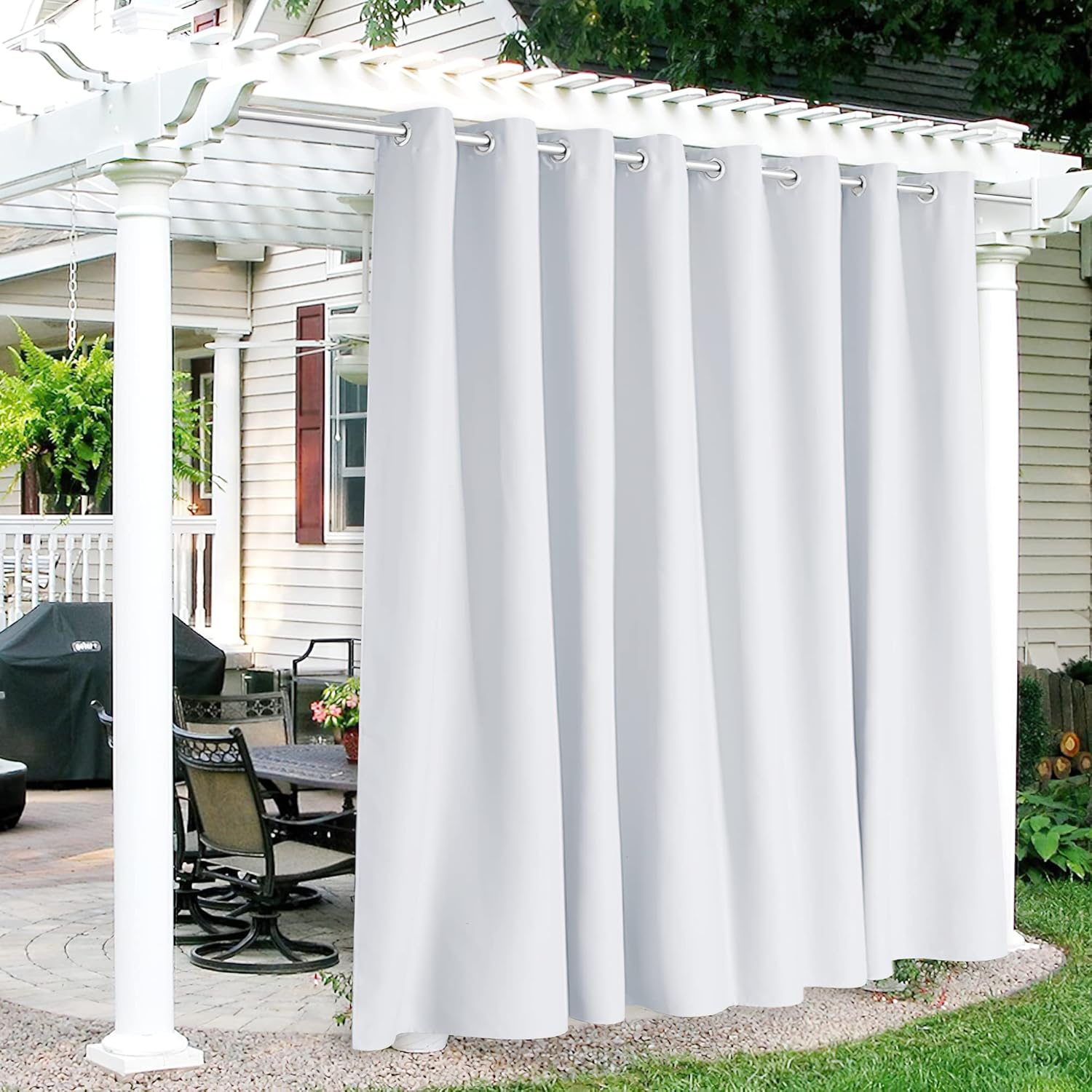 RYB HOME Outdoor White Curtains for Privacy and Waterproof Use