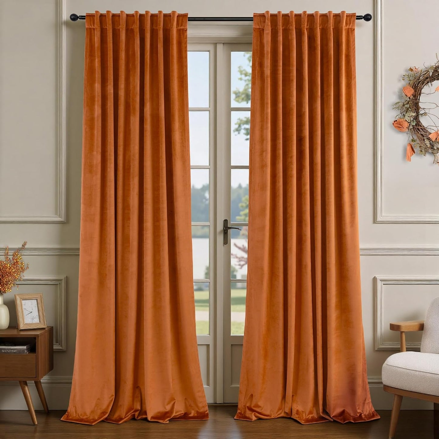 Burnt Orange Velvet Curtains for Stylish Home Decor and Privacy