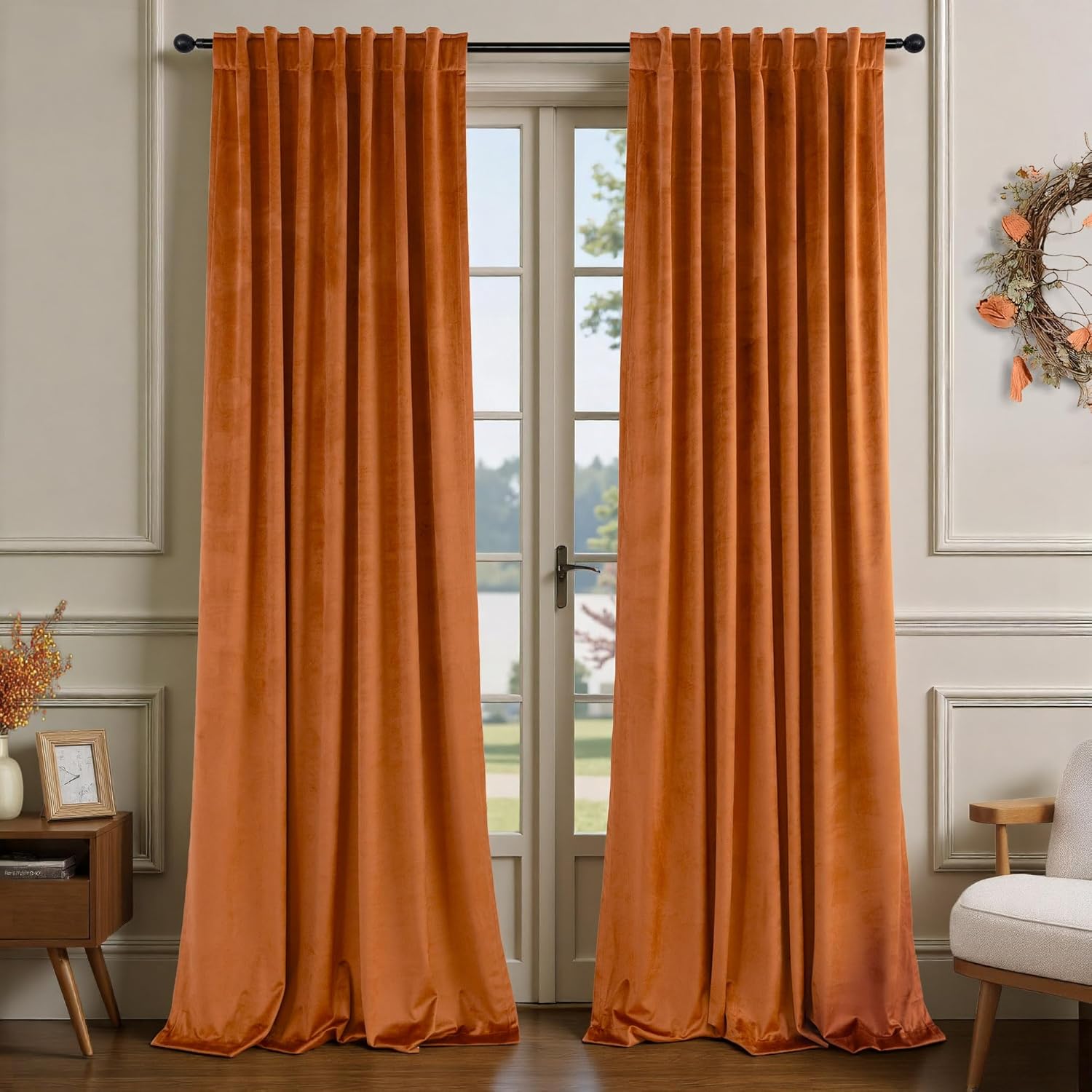 Burnt Orange Velvet Curtains for Stylish Home Decor and Privacy