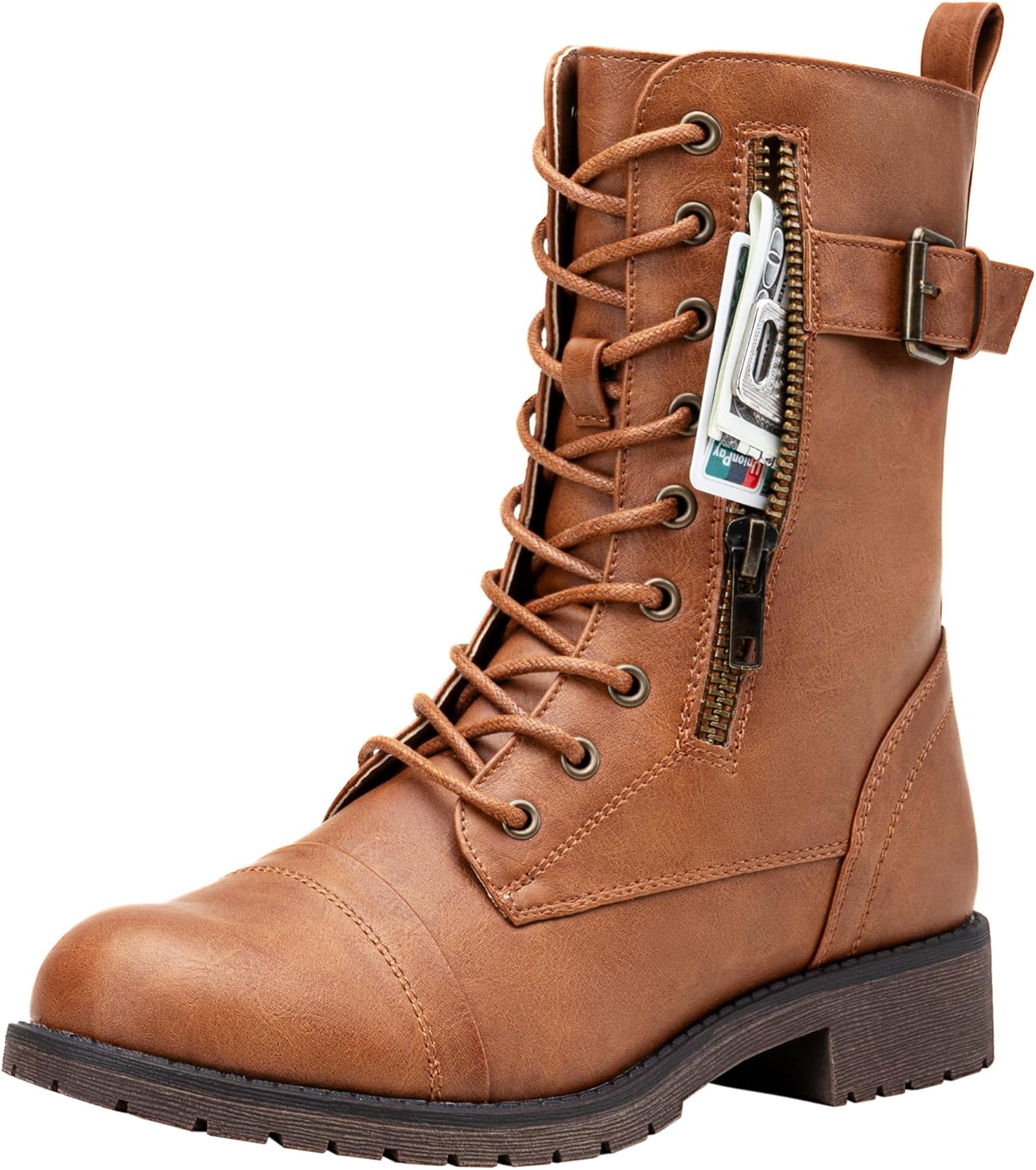 Vepose Women's Combat Boots with Pocket for Everyday Use