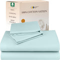 Full Size Cotton Sateen Sheet Set Seafoam - Deep Pocket 4-Piece