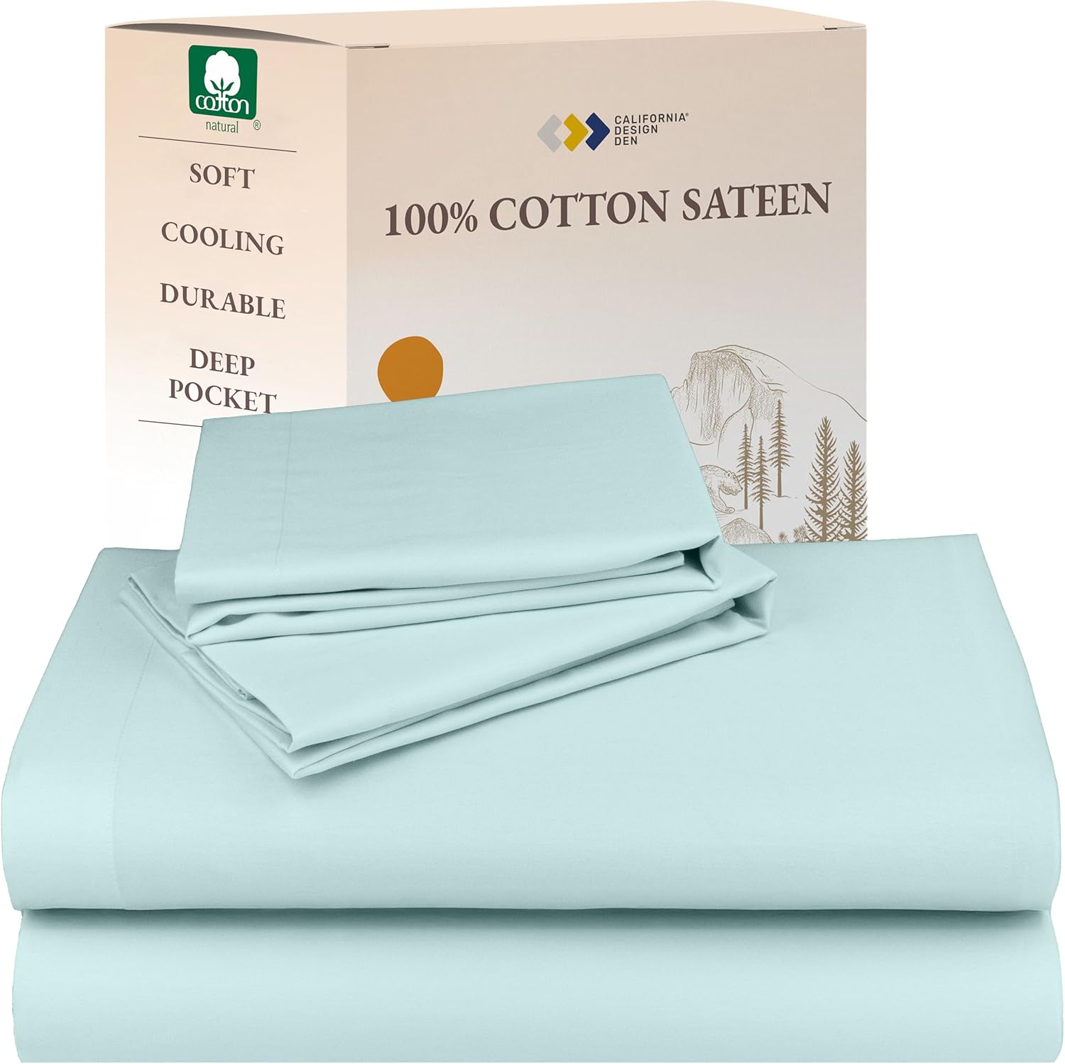 Natural 100% Cotton Full Size Bed Sheets Set for Comfort