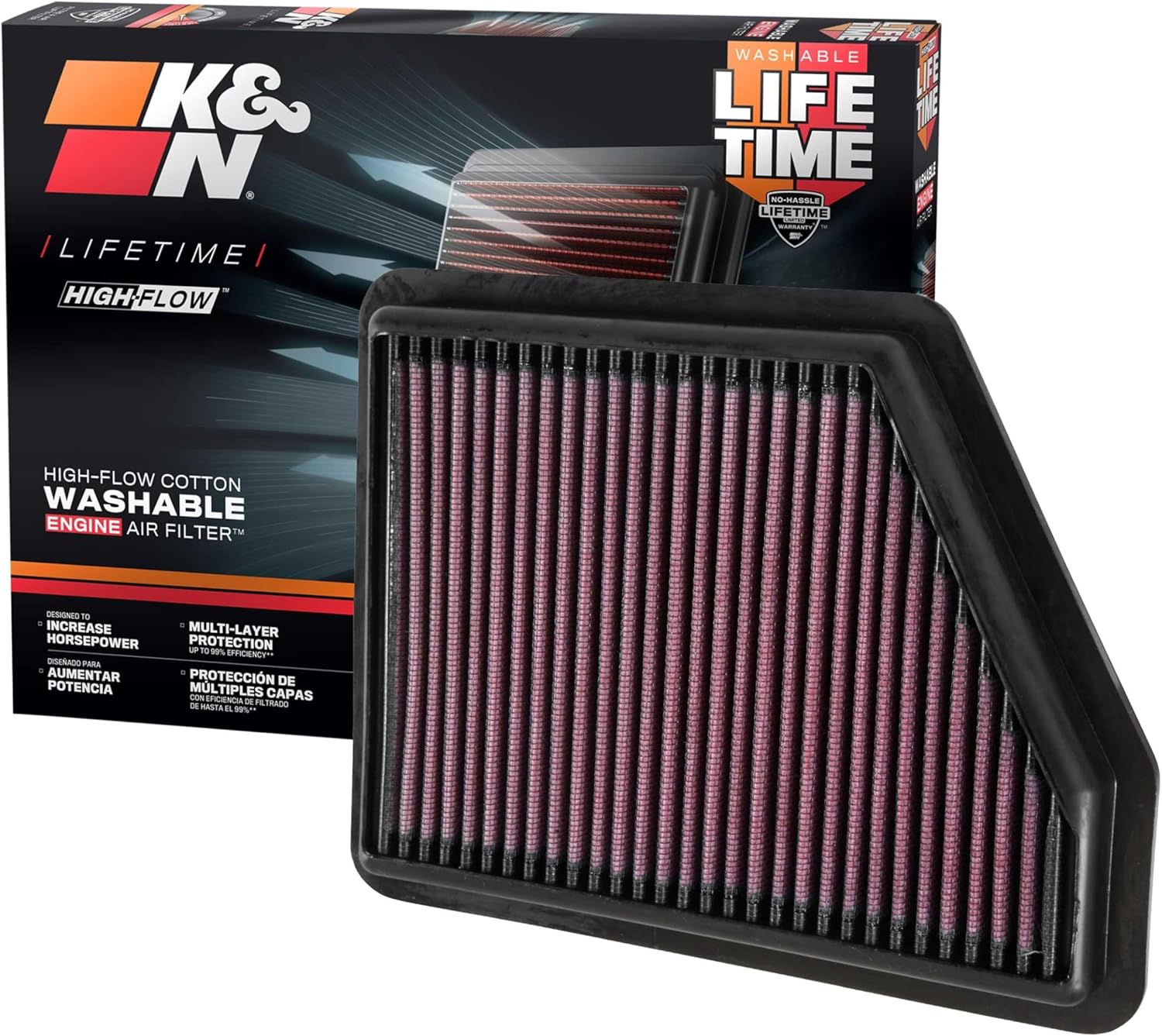 K&N High-Flow Engine Air Filter for Honda Civic and HR-V
