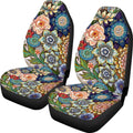 Bright Blossoms Colorful Boho Floral Print Car Seat Covers - Front