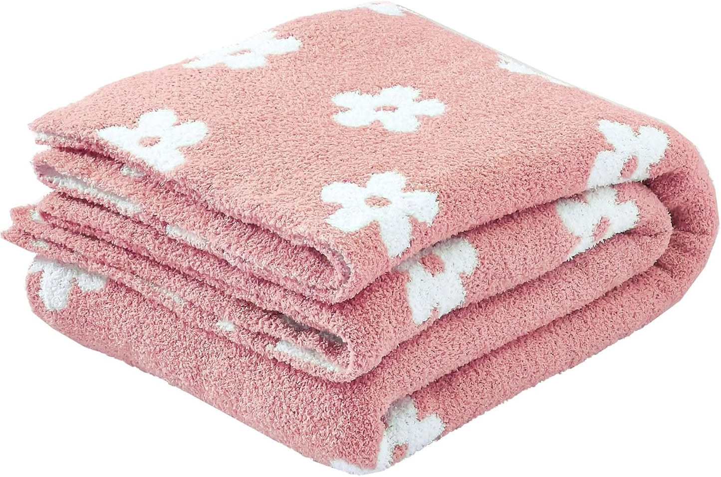 Ultra Soft Cozy Pink Sunflower Knitted Throw Blanket for Comfort