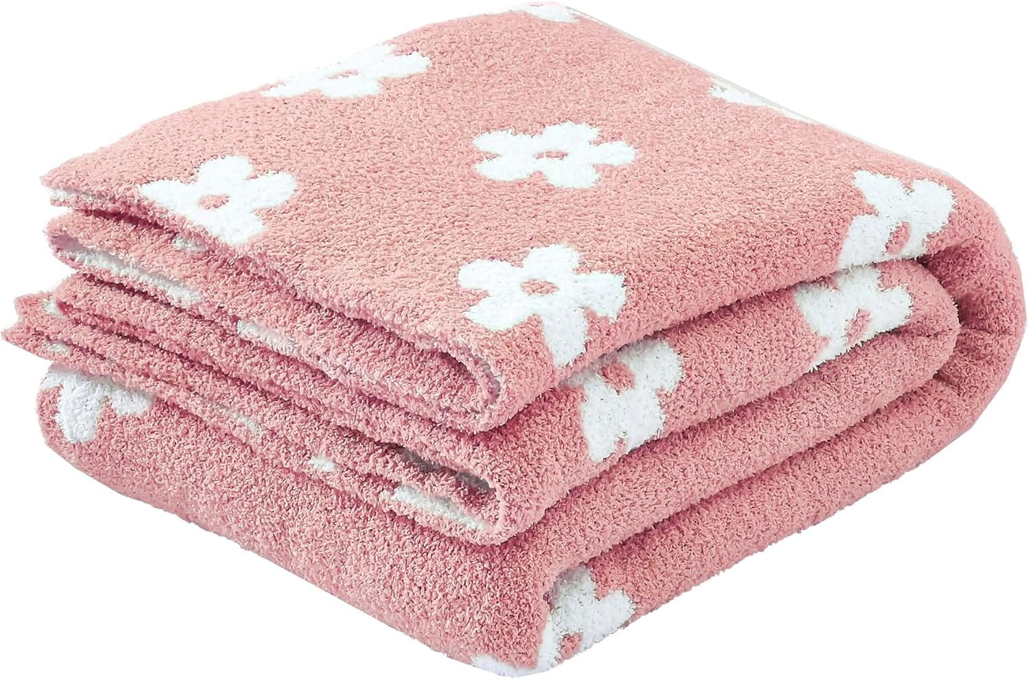 Ultra Soft Cozy Pink Sunflower Knitted Throw Blanket for Comfort