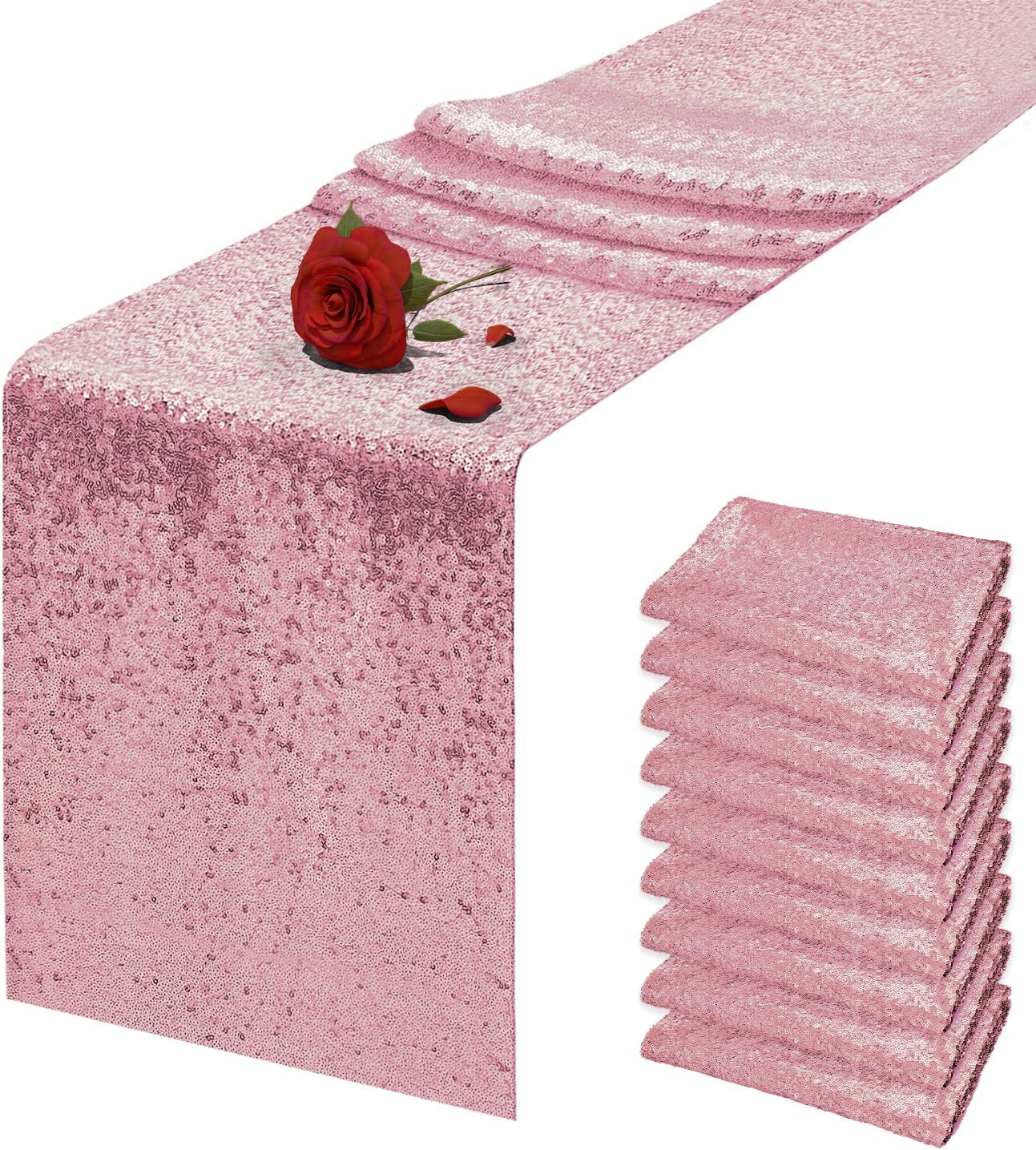 Light Pink Sequin Table Runner 12 x 72 inches for Events
