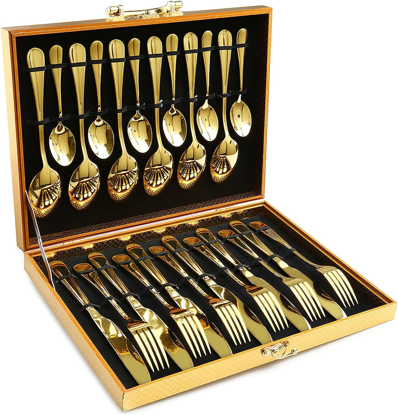 Gold Silverware Set - 24-Piece Flatware Set for 6 People