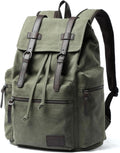 Vintage Canvas Backpack for Men Olive Green Rucksack - Retro 15.6in
