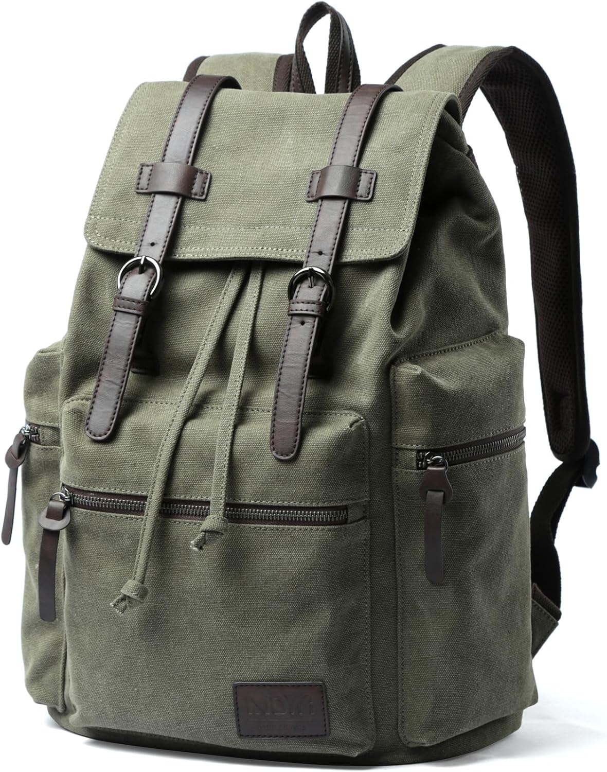 Vintage Canvas Backpack for Men - Olive Green Rucksack Style