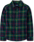 Boys Long Sleeve Plaid Flannel Button Up Shirt - 100% Cotton Comfort