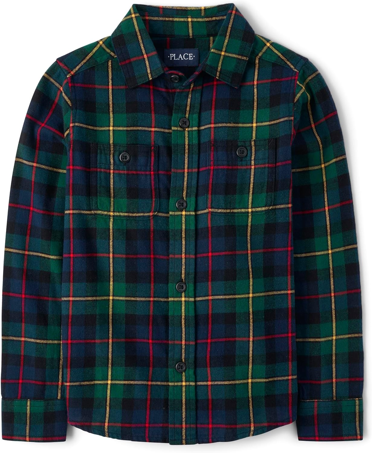 Boys Long Sleeve Plaid Flannel Button Up Shirt for Kids
