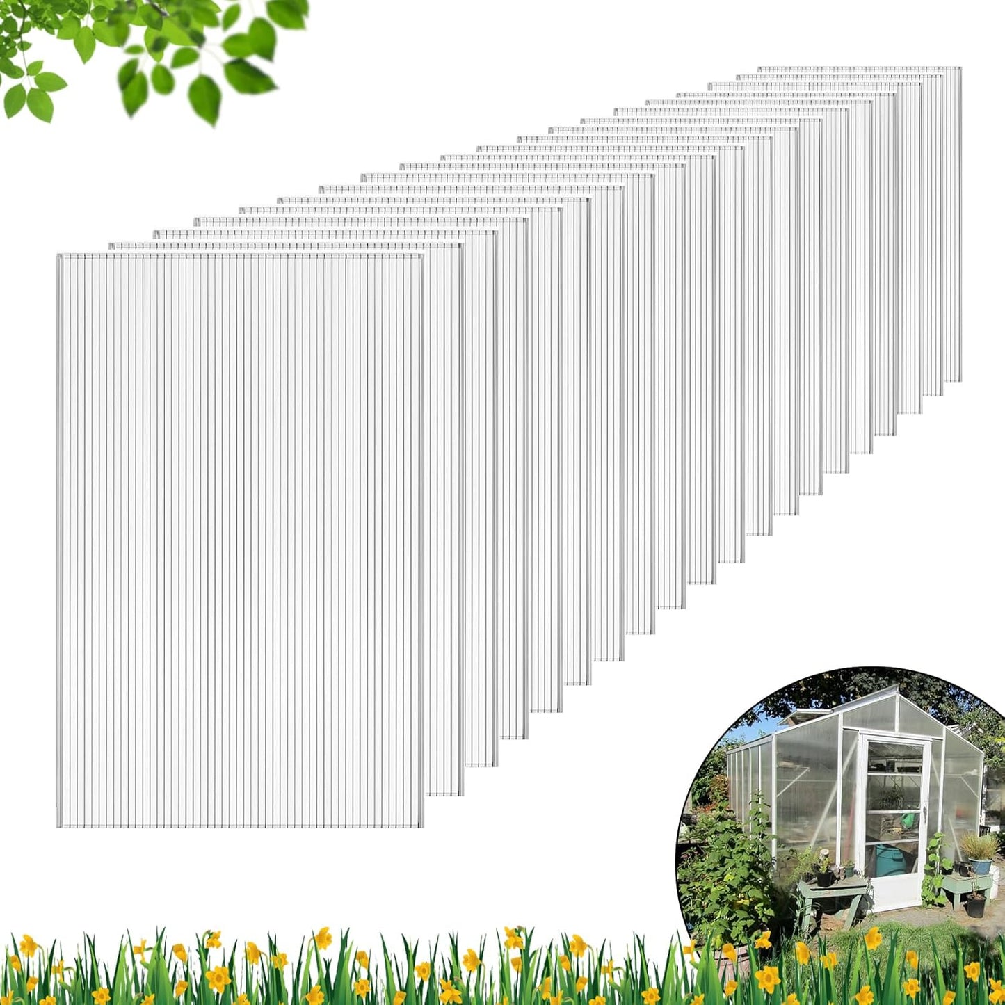 DGSL 14 Pcs Polycarbonate Greenhouse Panels for All Weather