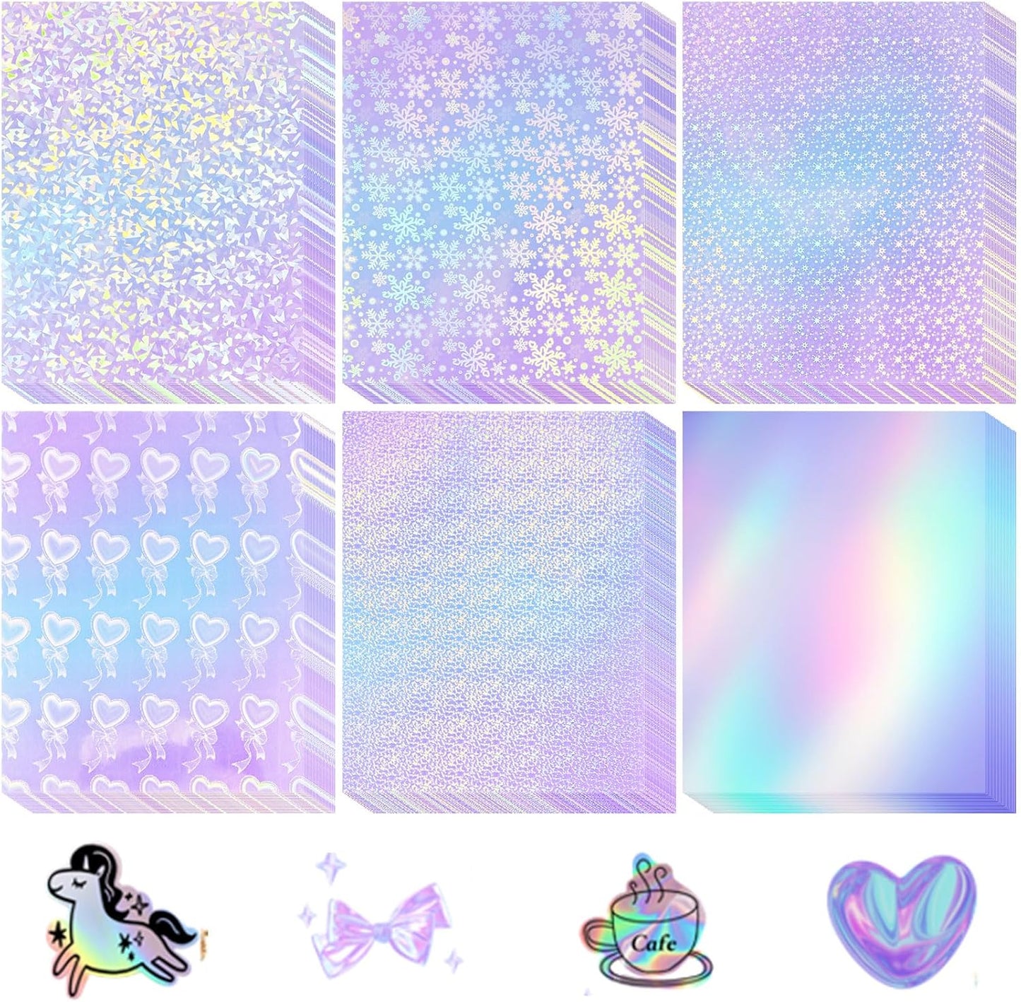 Sherr Holographic Stickers Paper 120 Pcs for Inkjet Printing