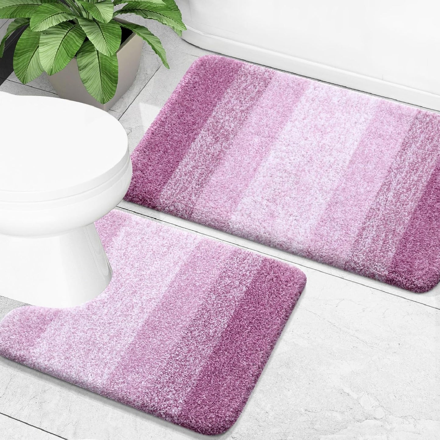 OLANLY Bathroom Rug Set 2 Piece Soft Absorbent Microfiber Mats
