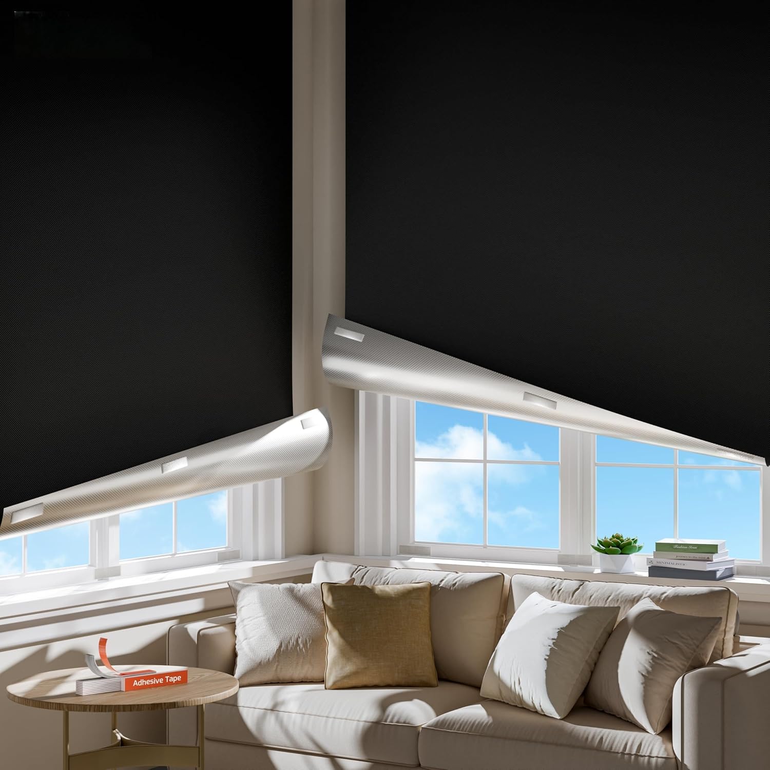 Portable Blackout Curtains for Bedroom - Easy Install No Drill